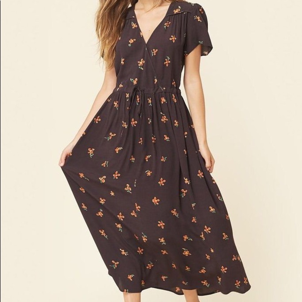 The Dawn Dress | Black and Orange Floral